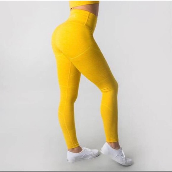 Alphalete Revival Leggings High Rise Yellow Size XS - Picture 3 of 10